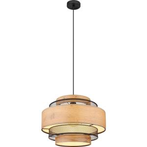 GLOBO Pendelleuchte SOENI 15650H schwarz natur Metall MDF H…