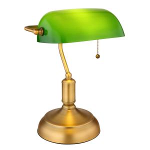 GLOBO Tischleuchte grün weiß altmessing Metall Glas B/H/T:…