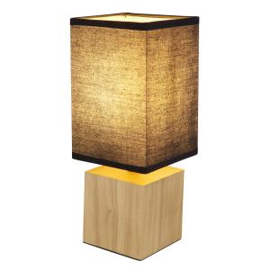 GLOBO Tischleuchte natur Holz B/H/T: ca. 12x30x12 cm E27 1…