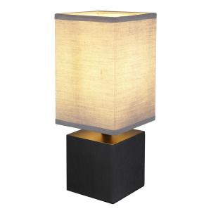 GLOBO Tischleuchte schwarz Holz B/H/T: ca. 12x30x12 cm E27…