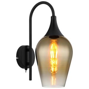 GLOBO Wandleuchte gold schwarz transparent Metall Glas B/H/…