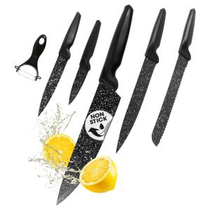 GOURMETmaxx Messerset schwarz Stahl 6 tlg.