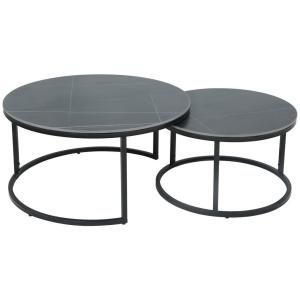 Hela Couchtisch Luis II grau Marmoroptik schwarz Metall Ste…