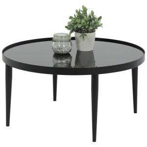 Hela Couchtisch Ronda schwarz Glas Metall H/D: ca. 40x80 cm