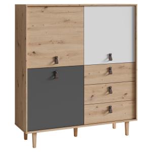 Highboard BILL Eiche Artisan Nachbildung weiß anthrazit dun…