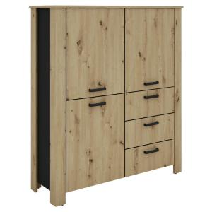 Highboard FARO Eiche schwarz B/H/T: ca. 120x137x40 cm