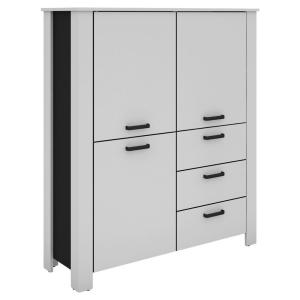 Highboard FARO weiß schwarz B/H/T: ca. 120x137x40 cm