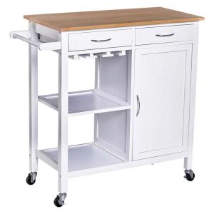 HOMCOM Küchenrollwagen weiß MDF B/H/L: ca. 88,5x86x40 cm