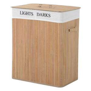 HOMCOM Wäschekorb mit 2 Tragegriffen natur Bambus Stoff Kun…