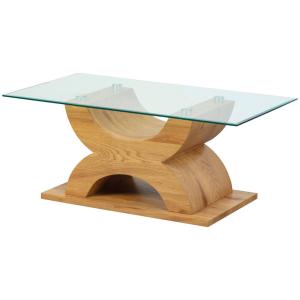 Inter Link Couchtisch X-Type natur Wildeiche klar MDF Glas…