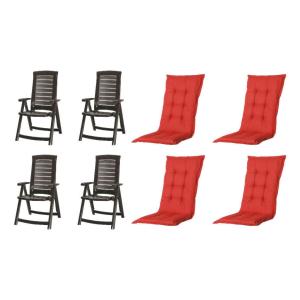 JARDIN,MADISON Klappsessel Set   Auflagen Aruba rot Kunstst…