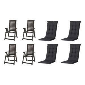 JARDIN,MADISON Klappsessel Set   Auflagen Aruba schwarz Kun…