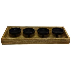 Kerzenhalter natur Holz B/H/L: ca. 12x5x40 cm