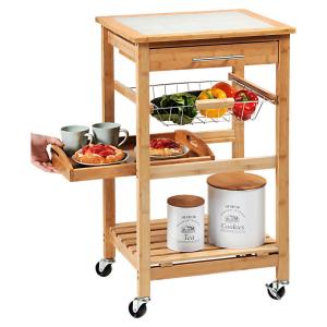 Kesper Küchenwagen weiß Bambus B/H/L: ca. 38x81x48 cm