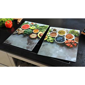 Kesper XL Herdabdeckplatte Healthy Kitchen bunt Glas B/H/T:…