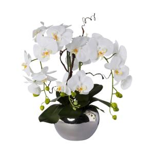 Kunstpflanze Orchideen-Arrangement weiß Kunststoff B/H/L: c…