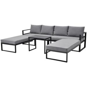 Loungeset Bilbao schwarz Stahl
