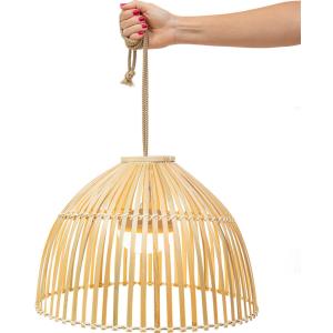 NewGarden LED-Pendelleuchte beige Rattan B/H/L: ca. 43,5x30…