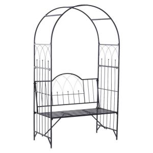 Outsunny Bank schwarz Metall B/H/T: ca. 115x203x59 cm