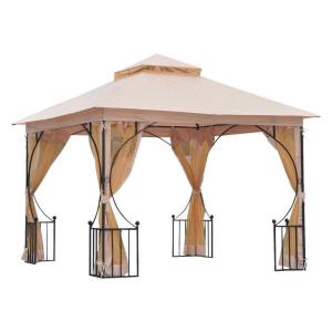 Outsunny Gartenpavillon beige Metall B/H/L: ca. 300x275x300…