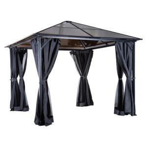 Outsunny Gartenpavillon braun Alu B/H/L: ca. 300x265x300 cm