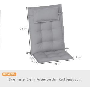 Outsunny Liegenauflage 2er Set hellgrau Polyester B/H/L: ca…