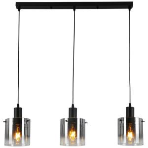 Pendelleuchte schwarz Metall Glas B/H/L: ca. 15x120x80 cm E…