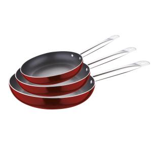 Pfannenset 3 CLAVELES rot Edelstahl 3 tlg.