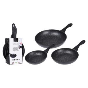 Pfannenset schwarz Aluminium 3 tlg.