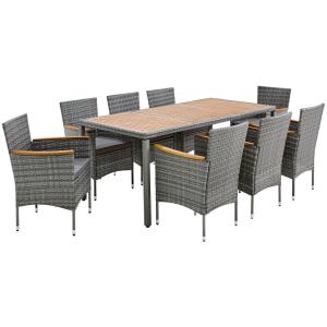 POCOline Tischgruppe Korfu grau Polyrattan