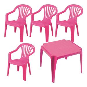 ProGarden Kindermöbel-Set pink Kunststoff B/H/L: ca. 38x53x…