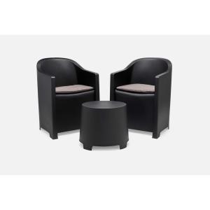 ProGarden Loungeset SET LUNA anthrazit Kunststoff