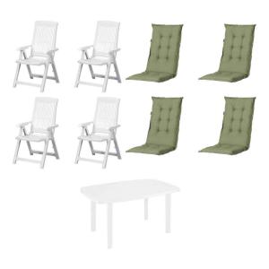 PROGARDEN,MADISON Gartensitzgruppe   Auflagen Tampa weiß Ku…