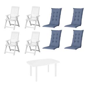 PROGARDEN,MADISON Gartensitzgruppe   Auflagen Tampa weiß Ku…