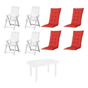 PROGARDEN,MADISON Gartensitzgruppe   Auflagen Tampa weiß Ku…