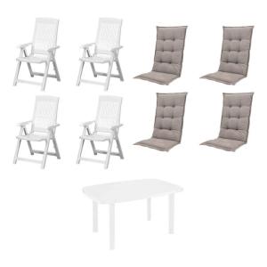 PROGARDEN,MADISON Gartensitzgruppe   Auflagen Tampa weiß Ku…