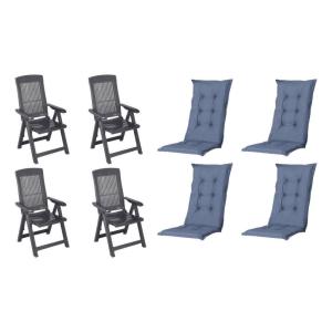 PROGARDEN,MADISON Klappsessel Set   Auflagen Tampa anthrazi…