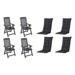 PROGARDEN,MADISON Klappsessel Set   Auflagen Tampa anthrazi…