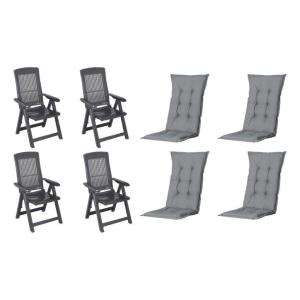 PROGARDEN,MADISON Klappsessel Set   Auflagen Tampa grau Kun…