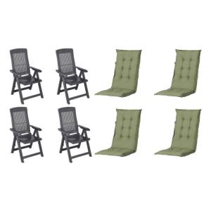 PROGARDEN,MADISON Klappsessel Set   Auflagen Tampa grün Kun…