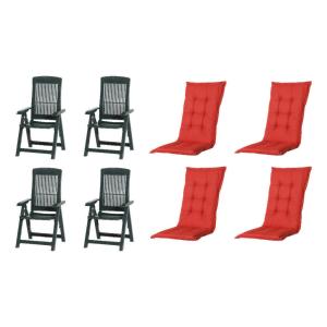 PROGARDEN,MADISON Klappsessel Set   Auflagen Tampa rot Kuns…