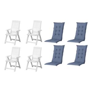 PROGARDEN,MADISON Klappsessel Set   Auflagen Tampa weiß Kun…