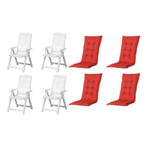 PROGARDEN,MADISON Klappsessel Set   Auflagen Tampa weiß Kun…