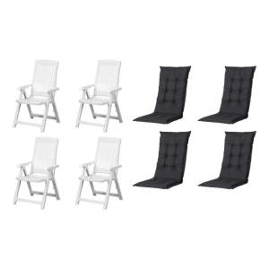 PROGARDEN,MADISON Klappsessel Set   Auflagen Tampa weiß Kun…