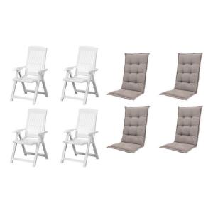 PROGARDEN,MADISON Klappsessel Set   Auflagen Tampa weiß Kun…