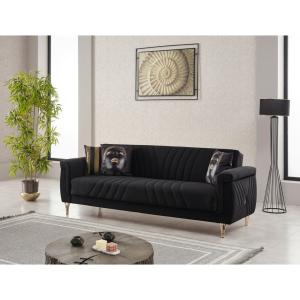 Schlafsofa Lozan schwarz Microfaser B/H/T/L: ca. 230x49x86x…