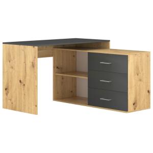 Schreibtisch KURT Eiche Artisan Nachbildung anthrazit B/H/T…