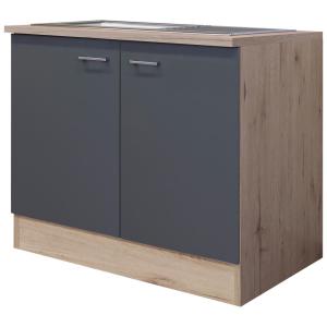 Spülenschrank Morena grau matt B/H/T: ca. 100x85x60 cm