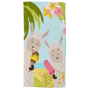 Strandtuch Happy lamas Multi Polyester B/L: ca. 75x150 cm