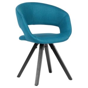 Stuhl blau schwarz Stoff Echtholz B/H/T: ca. 50x80x56 cm